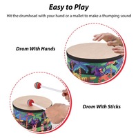 Drum Percussion Instrument 8-inch Floor Drum for Christmas Birthday Gift Bongo Floor Drums with 2 Mallets