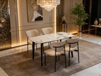 Ensemble de table à manger carrée en pierre frittée moderne avec pieds en métal pour 4 personnes, écologique, imperméable, pour hôtel et villa