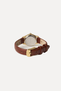 Reloj de Pulsera Clásico Pequeño GBHW, Reloj de Cuarzo Dorado y Marrón para Hombre, Caja de Acero Inoxidable de Lujo con Correa de Cuero - Product Image 2