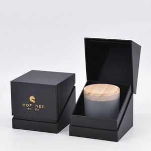 Gold foil logo rectangle black packaging gift perfume oil bottle candle boxes custom luxury