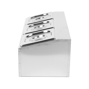 Conteneur de buffet en acier inoxydable, bac gastronorme à trois compartiments, finition poli miroir, pour restaurant - Product Image 2