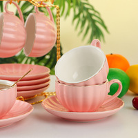 Ensemble de tasses à café et soucoupes en céramique élégant et luxueux, style britannique, pour le thé de l'après-midi, ensemble de six pièces pour la maison