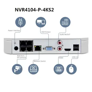 NVR4104-P-4KS2/L Soutien IP Caméra 2018 Vente Chaude 4K NVR NVR4104-P-4KS2 4 Canal 4 Poe port réseau vidéo enregistreur