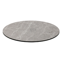Vente d'usine - Plateau de table rond en stratifié compact HPL, texture ciment gris clair, pour mobilier de bar, café, bistrot en extérieur