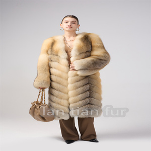 Áo khoác lông cáo nữ mùa đông kiểu dài, chất liệu lông thật dày dặn, mềm mại, sang trọng, bán buôn, thiết kế riêng, da nguyên tấm - Product Image 5