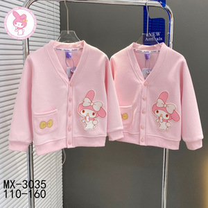 <span class=keywords><strong>Manteau</strong></span> Printemps/Automne Fille 2025 Nouveau Style pour Enfants Plus Âgés Dessin Animé Top Kuromi Mignon Simple Boutonnage Coton Viscose Brossé - Product Image 4