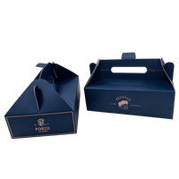 Caja de Cartón de Lujo con Impresión UV a Color y Efecto de Estampado en Dorado para Pasteles, Pan y Repostería, con Asa