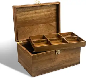 Locking Wooden Keepsake Box, Customized Design With Adjustable Tray and Divider. Large Wooden with Hinged Lid