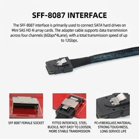 Cable Mini SAS SFF-8087 de 36 Pines a 4 SATA de 7 Pines para Disco Duro, 6 Gbps de Alta Velocidad, Cobre Estañado, Doble Blindaje, Actualización de Servidor