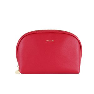 Travel <b>Makeup</b> Cosmetic Bag <b>Cases</b> Zipper Closure Women's Red PU Leather National Style Luxury Fashion Polyester Lining Deboss - Product Image 5