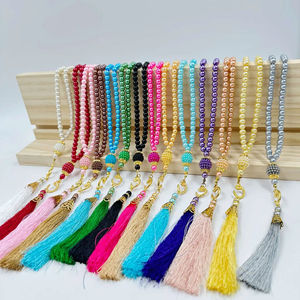 Cuentas de oración Tasbih islámica de cristal de imitación de 6mm, 99 Uds., cuentas de perlas, colgante Tasbih musulmán ámbar para Eid Mubarak, Rosario de fiesta para - Product Image 4