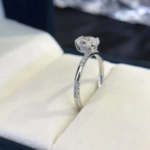 Venta caliente <span class=keywords><strong>precio</strong></span> al por mayor <span class=keywords><strong>18K</strong></span> <span class=keywords><strong>oro</strong></span> blanco corte ovalado laboratorio cultivado diamante 1.05ct boda compromiso eternidad anillo joyería para mujeres - Product Image 2