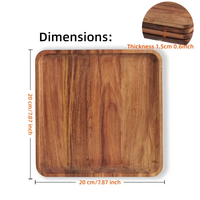 Assiettes de Présentation Carrées Minimalistes en Bois Poli Non Toxique de Haute Qualité pour la Restauration, Vente en Gros, Luxueuses