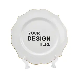 Высококачественная Тарелка Белая плоская тарелка набор роскошных керамических тисненных золотых блюд набор