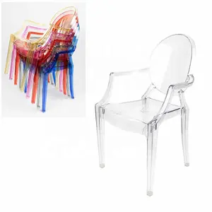 Modern Stacking Polycarbonate Transparent Acrylic Crystal Clear Ghost Chair with Arms