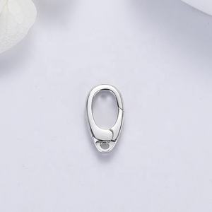 ジュエリー作り用品925スターリングシルバーオーバルリングクラスプ、プッシュゲートフックファインディング、手作りオーバルロック - Product Image 2