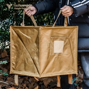 Canvas Foldable <b>Storage</b> Bag For <b>Camping</b> Outdoor Use All Seasons Portable <b>Storage</b> <b>Box</b> With Handles Beige Color - Product Image 4