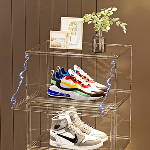 Wanuo hộp giày trong suốt phong cách checkmark-thiết kế rõ ràng tổ chức Giày Stackable hộp giày với nam châm cửa - Product Image 3