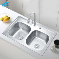 Évier de cuisine K-8456 Standard à double capacité Topmount 304 en acier inoxydable