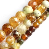 Vente en gros de perles en pierre d'agate de feu marron de 6/8/10 mm, lisses et rondes, pour la fabrication de bijoux DIY, bracelets