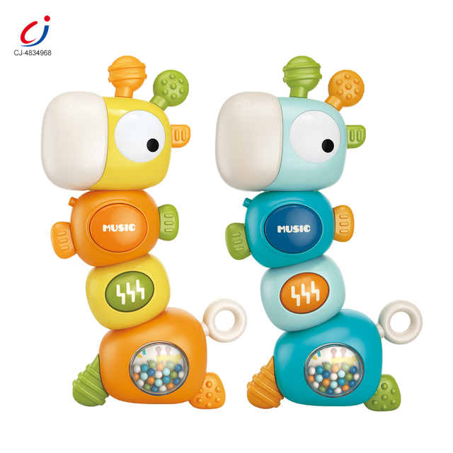 Chengji Giraffe Rattle Cartoon Shake Montessori Puzzle Game Baby Rattle Teether Soft Tpe Teething Toys
