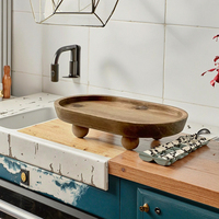 Support de bain moderne en bois d'acacia rond, socle, support pour plantes, support à gâteaux, plateau à savon, plateau de table, plateau de bureau