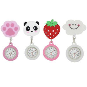Ucuz kadınlar kadın karikatür cep saatler geri çekilebilir makara kimlik rozeti cam Cabochon hediye saatler silikon Fob izle hemşire - Product Image 4