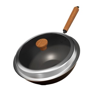 Konka Uncoated Non Stick Wok 32cm Traditional Iron Pan Household Multi Functional Flat Bottom Cooking Gift Set - Product Image 5