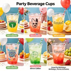 Gobelets à smoothie en plastique épais de 14 oz, recyclables, transparents en PET, avec couvercles, pour bubble tea, jus, milkshake, fournitures de restauration - Product Image 2
