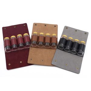 Camping <b>Spice</b> Kit with 4 <b>Jars</b> Foldable PU Leather <b>Spice</b> Holder Seasoning Storage Bag for Outdoor Picnic BBQ - Product Image 2