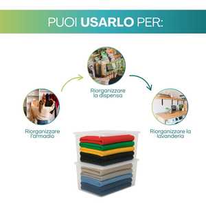 Contenitori di Plastica Trasparente da 42L con Coperchio a Scatto, Impilabili con Maniglie Laterali per Organizzare Vestiti e Altro - Product Image 4
