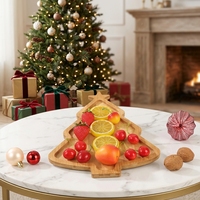 Kerstboomvormig dienblad van bamboe en hout, bamboe dinerbord voor kerstfeesten, fruit- en dessertbord voor thuisgebruik