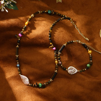 Collier et bracelet en pierre œil de tigre, perles baroques en forme de larme, style européen et américain, pierres naturelles, ensemble de bijoux pour femmes