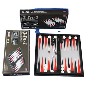 3 in 1 set di giochi di scacchi e checker e backgammon magnetica