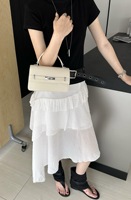 Sacs à bandoulière en cuir véritable de haute qualité, grande capacité, sac à main de luxe pour femme, sac carré avec fermoir, poignée supérieure, sacs bandoulière