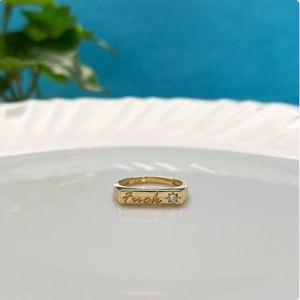 Modern Rectangle Signet Ring 925 Sterling Silver Custom <b>Name</b> Jewelry - Product Image 4