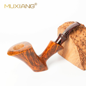 Muxiang Handmade Briarwood Pipe Bent Shape Solid Wood Tobacco Pipe For Men - Product Image 2