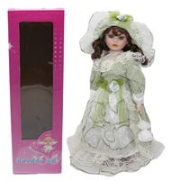 Robe bleue et violette, adorable et douce, poupée en porcelaine russe de 18 pouces avec parapluie