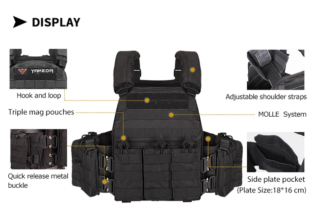 Yakeda Latest Fashion Full Protection Military Tactical Vest Molle Chaleco  Tactico Laser Cut Plate Carrier Bullet