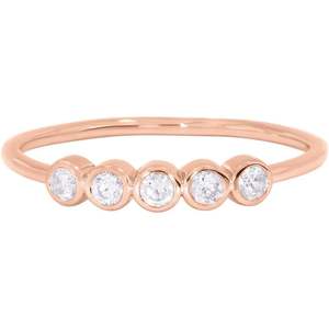 Bague empilable en or massif KEEVA JEWELS à 5 pierres avec diamant rond de laboratoire de 0,17 ct FG VS serti clos - Product Image 1