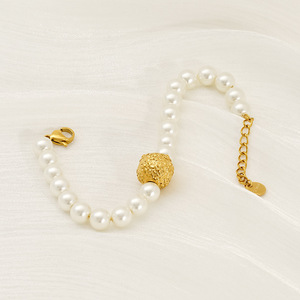 Pearl <b>Bracelet</b> <b>Set</b> With Gold Ball Pendant Women's Everyday Wear Jewelry Fine Jewelry <b>Sets</b> - Product Image 3
