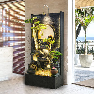 Fontaine d'eau LED en résine fluide de style européen de luxe léger, ornement moderne pour salon, hall d'entrée, bureau, ou jardins - Product Image 1