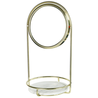 Miroir de maquillage cosmétique en fil métallique doré élégant et moderne en gros avec plateau de rangement