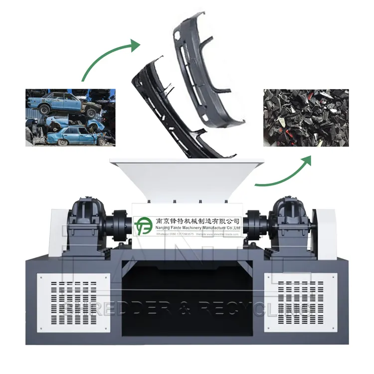 Broyeur automatique de recyclage de pneus de voiture d'occasion en Chine Prix des machines Broyeur de pneus de déchets en plastique à double arbre