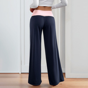Nouveauté 2026 Pantalon de <span class=keywords><strong>jogging</strong></span> décontracté pour <span class=keywords><strong>femme</strong></span>, taille basse, coupe droite, long et ample, à jambe large, avec empiècements color block - Product Image 3