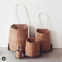 Panier de rangement pour poussette en rotin naturel tressé fait main, panier décoratif pour chambre d'enfant, 3 couleurs - Vente chaude