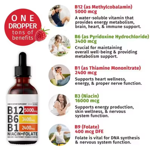 OEM Vitamin B12 tetes untuk orang dewasa dengan Vitamin B6 dukungan kesehatan imun cairan suplemen Oral tetes GMP pabrik bersertifikat - Product Image 2