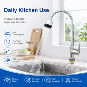 <span class=keywords><strong>Rubinetto</strong></span> da Cucina Monocomando Freddo in ABS 360° °   <span class=keywords><strong>Rubinetto</strong></span> <span class=keywords><strong>per</strong></span> Lavello con Beccuccio Girevole <span class=keywords><strong>Flessibile</strong></span>, Due Modalità di Spruzzo, Cromato, <span class=keywords><strong>per</strong></span> Uso Domestico - Product Image 3