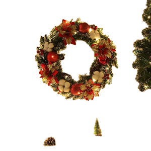 Nouvelle tendance, couronne de Noël en plastique écologique, artificielle, personnalisable, tendance, multicolores, avec des cônes de pin - Product Image 1