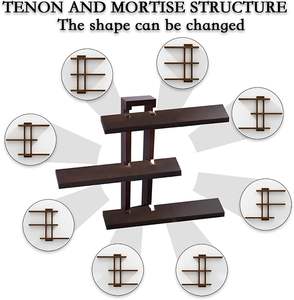 2024 가변 플로팅 선반 4 의 나무 세트, 욕실 선반 28.35 "최대, 벽용 소박한 선반 - Product Image 3